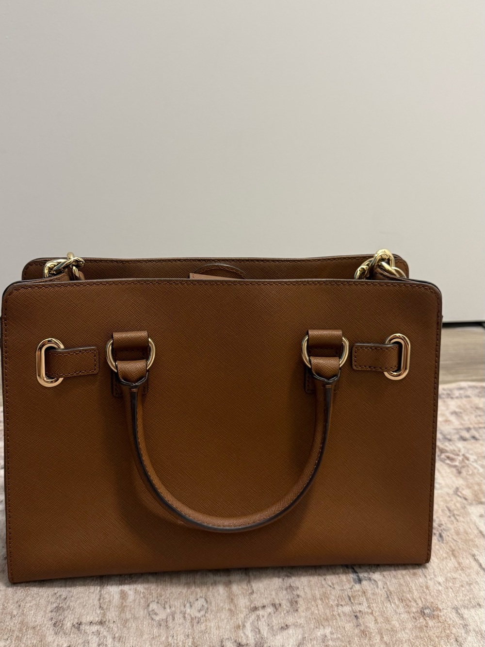 Michael Kors Brown Leather Top-Handle Satchel with Gold Hardware - Picture 2 of 11